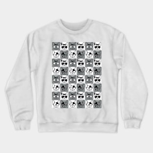 Frenchies with Glasses Pattern Black and White Crewneck Sweatshirt